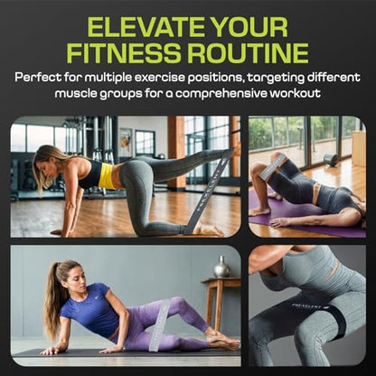Flexelent Black Squat Wedge Block & Fabric Resistance Bands Bundle - Heel Elevated Squat Wedge for Weight Lifting with Short Fabric Exercise Bands for Legs, Glutes, and Strength Training