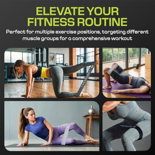 Flexelent Short Fabric Resistance Bands for Working Out, 5 Strength Levels - color: Short - Gray