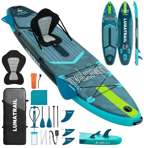 11' x 34" Extra Long Extra Wide Inflatable Stand Up Paddle Board SUP Kit Item Highlights - color: Gray Blue