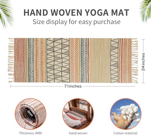 Cifupy Handmade Organic Yoga Mat made with Organic Cotton Yoga Mat - Non Slip Hand-Woven Foldable Yoga Rug Provides Excellent Comfort, Traction & Support for Indoor & Outdoor Use - 24 x 72 Inches - color: 100% Organic - DuoSe