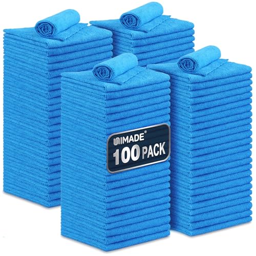 UNIMADE Shop Towels 100팩 상업용 등급 작업용 걸레 극세사 타월 - color: 블루., size: 100개입