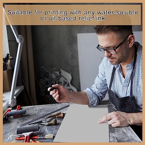 Yeaqee 4 Pcs 9 x 12 Inch Linoleum Block Rubber Carving Block Soft Linocut Blocks Large Linoleum Sheet Unmounted Lino Plates for Engraving Art Project Printmaking Artist Studio Supplies (Gray) - color: Gray, size: 9 x 12 Inch