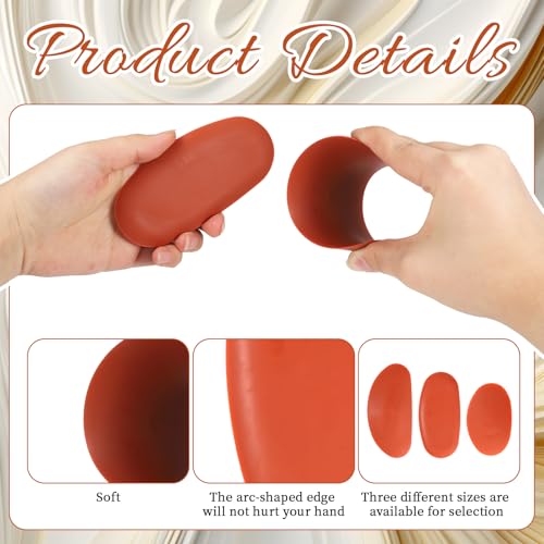 6 Pieces Red Pottery Ribs Soft Rubber Pottery Clay Ribs Set Ceramic Shaping Tools Silicone Sculpting Tools with 3 Different Sizes for Smooth Finishing and Removing Finger Marks