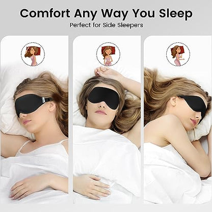 Audree Eye Mask for Sleeping - 3D Contoured 100% Sleep Mask Light Blocking | Eyemask for Women and Men, Zero Eye Pressure Night Blindfold | Soft Eye Cover - color: Black