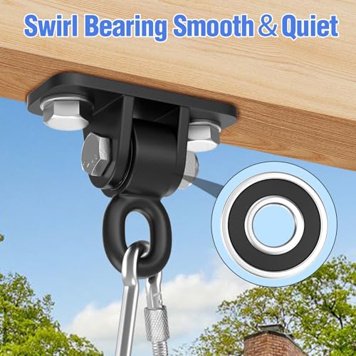 BETOOLL Swing Hangers with Bearing, Heavy Duty Porch Swing Hanging Kit for Outdoor Playground Tree Indoor Ceiling Mount Hardware Brackets Hooks for Yoga Hammock Punching Bag Accessories 4PCS Black - color: Black, size: 4 Pack