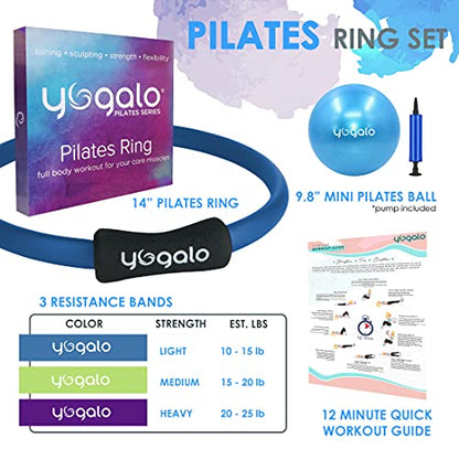 Pilates Ring and Ball Set with 3 Resistance Bands - Pilates Equipment for Home Workout - Magic Circle Pilates Ring 14 Inch to Tone, Sculpt and Strengthen - Fitness Ring for Yoga and Pilates - color: Black
