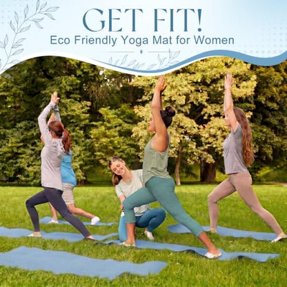 Funtery 3 mm Thin Yoga Mats Bulk, 68 x 24 in - color: Hazy Blue