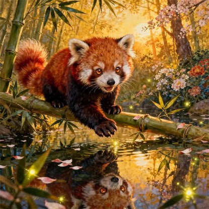 Acudotr Red Panda Diamond Painting Kits for Adults, 5D DIY Diamond Art Kits for Beginners, Full Drill Diamond Painting Kits for Home Wall Decor, 12x12 Inch