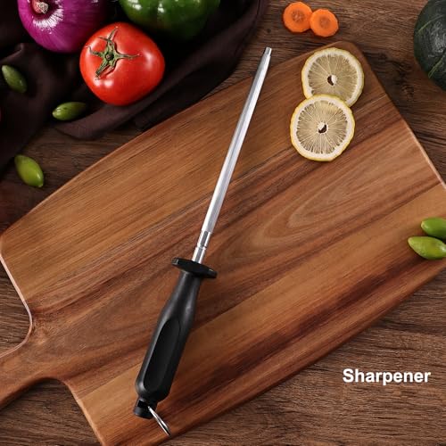ROMANTICIST Kitchen Knife Sets, 10PCS High Carbon Stainless Steel Knife Sets with Block, Black Knife Block Set, Knives Set for Kitchen with Anti-slip Handle, Exquisite Knives Set New Home Essentials - color: Silver square knife block