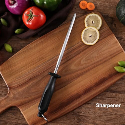 ROMANTICIST Kitchen Knife Sets, 10PCS High Carbon Stainless Steel Knife Sets with Block, Black Knife Block Set, Knives Set for Kitchen with Anti-slip Handle, Exquisite Knives Set New Home Essentials - color: Silver square knife block
