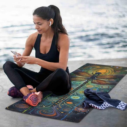Dragonfly Painting Yoga Mat Non-Slip Fitness Mat for Pilates, Workout & Home Gym, 71x26 Inch Yoga Mats for Enhanced Yoga Practice - color: A01