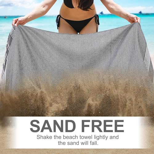 Genovega 6 Packs Oversized Turkish Beach Bath Towel Set Bulk 74"x38" Extra Large Sand Free Quick Dry Swim Camping Pool Clearance Towels Travel Blanket Adult Essentials Light Blue Grey Coral Stripe - color: Black Set Mixed