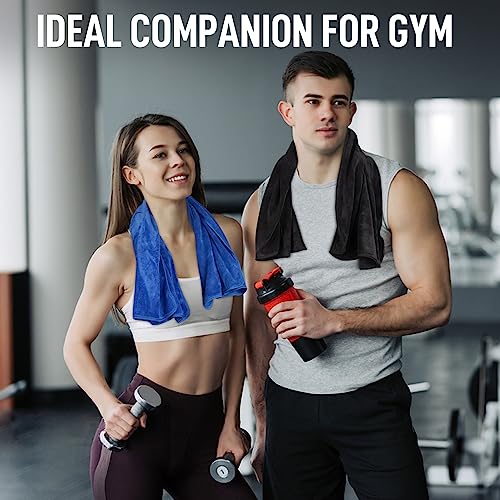 SINLAND Microfiber Gym Towels, Workout Sweat Towel 16x32In - color: Black+navy Blue+blue