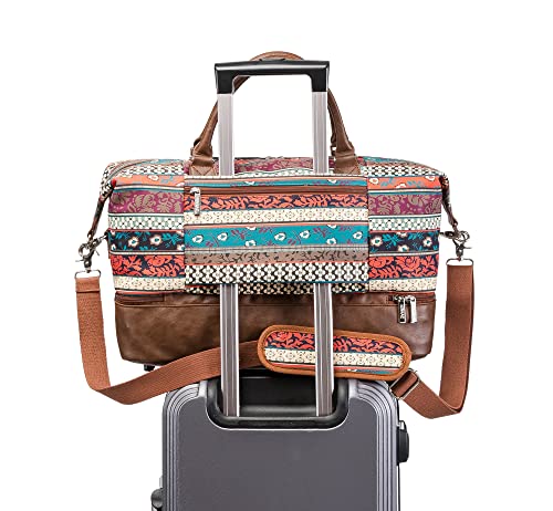 Kinmac Garment Bag with Shoes Compartment,Duffel Bag For Travel,Sports Gym Yoga Duffel Bag Weekender Overnight Totes Bag (Bohemian) - color: Bohemian