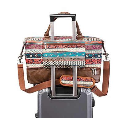 Kinmac Garment Bag with Shoes Compartment,Duffel Bag For Travel,Sports Gym Yoga Duffel Bag Weekender Overnight Totes Bag (Bohemian) - color: Bohemian