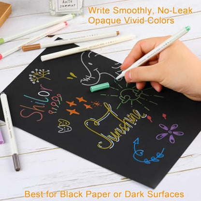 Sunshilor Metallic Markers Fine Point Metallic Marker Pens for Black Paper, Rock Painting, Easter Egg, Halloween Pumpkin, Card Making, Metal, Ceramic, Wine Glass, Set of 20