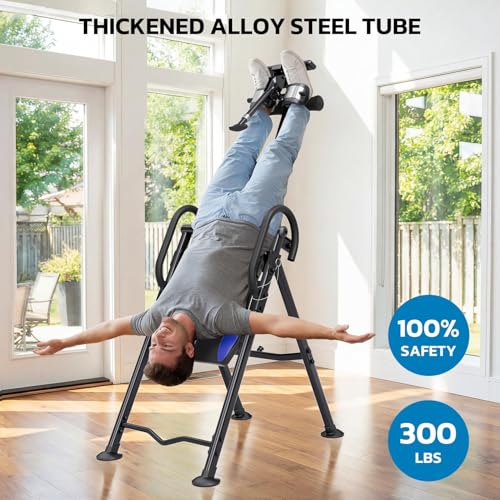 YOLEO Gravity Inversion Table for Back Pain Relief 2026 New Inversion Table | w/Lumbar Support, Easy to Assemble, Back Stretcher Machine 300 lbs - color: Grayish Blue