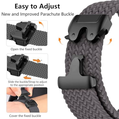 Nylon Braided band Compatible with Samsung Galaxy Watch 8 40mm 44mm, Elastic Band for Galaxy Watch 8 Classic 46mm - color: Space Gray