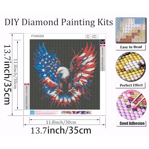 Diamond Art Painting Kits for Adults, Patriotic American Flag Bald Eagle Full Drill Diamond Dots Paintings for Beginners, Round 5D Paint with Diamonds Pictures Gem Art Painting Kits DIY Crafts - color: Patriotic Owl