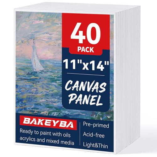 40Pcs 11x14inch Canvas Boards for Painting,Art Canvas Panels 100% Cotton | White Blank Art Supplies for Acrylics Oil Watercolor Tempera Paints - size: 11"x14"- 40pcs
