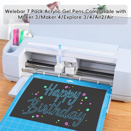 0.8mm Acrylic Gel Pen Set, Compatible with Cricut Maker 3/Maker 4/Maker/Explore 3/4/5/Air 2/Air, 7 Pack Medium Point Pens for Writing, Drawing, DIY Crafts - color: Acrylic