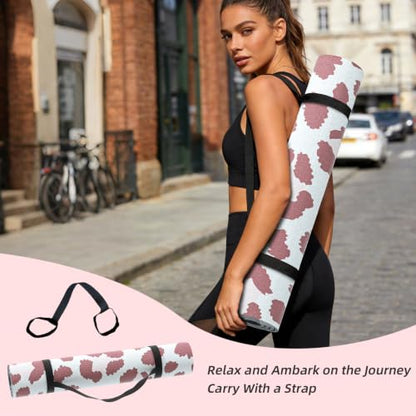 ILILI Yoga Mat Leopard Print Yoga Mat 8mm, Suede & TPE Thick Exercise Mat - color: Pink