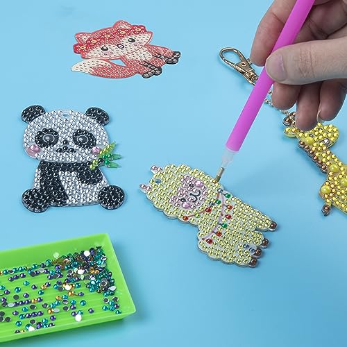 Labeol Arts and Crafts for Kids - Creat Your Own GEM Keychains-5D Diamond Painting by Numbers GEM Kits for Kids Girls Toddler Age 6-7 6-8 10-12 - style: Animal