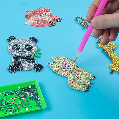 Labeol Arts and Crafts for Kids - Creat Your Own GEM Keychains-5D Diamond Painting by Numbers GEM Kits for Kids Girls Toddler Age 6-7 6-8 10-12 - style: Animal
