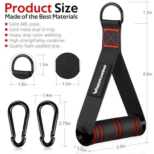 RENRANRING Gym Exercise Handles, Replacement Handle Attachments for Cable Machine Pulleys, Resistance Band and Strength Trainer, Pull Down Workout Accessories, Home Gym Add On Equipment - color: Black,Red