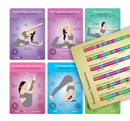 The Original Yoga Asana Cards - Workout Deck With Over 120 Poses - Sequencing Deck With Cues and Sanskrit Names for Beginners and Teachers - Unique Gift for Women or Any Yoga Lover