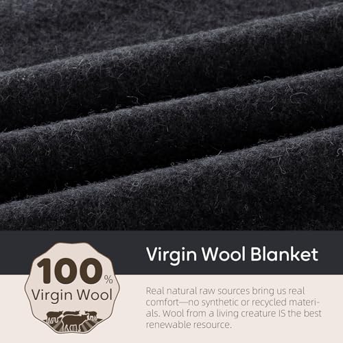 Molithe 100% Wool Blanket, 62" x 86", Warm, Thick, Military, Camping Gear - color: Gray, size: Large