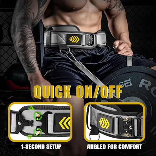 MANUEKLEAR 2-in-1 Weightlifting Belt & Dip Belt with 36.7 IN Rope, Double-Layer Weight Lifting Belts, Powerlifting Gym Weighted Belt for Pull Up Squat - color: Sleek Grey, size: L(34-37in)