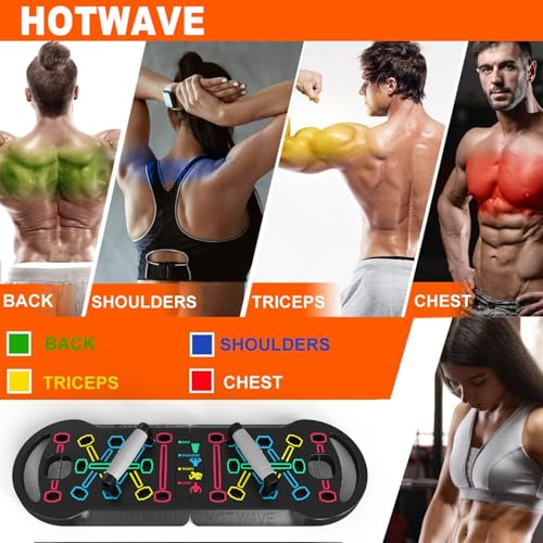 HOTWAVE Push Up Board, Portable PushUp Board, Foldable 20 in 1 Push Up Bar - color: Black
