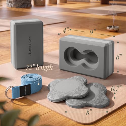 Yoga Blocks Wrist Support; Yoga Blocks 2 Pack with Knee Pads and Strap to Put Less Weight on Wrists; Durable, Versatile Yoga Brick Exercise Block Set, Blocks Yoga - color: Grey