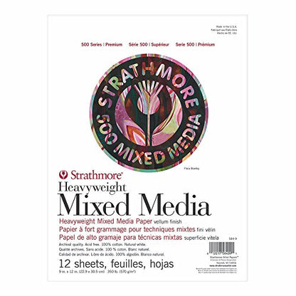 Strathmore 500 Series Heavyweight Mixed Media Pad 9"X12"-12 Sheets -62584900, White, 9x12 - size: 9 x 12 inches, style: Pad