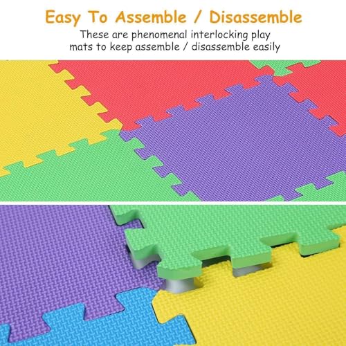 Gym Mats Colorful 20 pcs Floor Mats with Edge Pieces, High-Density EVA Foam Anti-Fatigue Mat