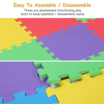 Gym Mats Colorful 20 pcs Floor Mats with Edge Pieces, High-Density EVA Foam Anti-Fatigue Mat
