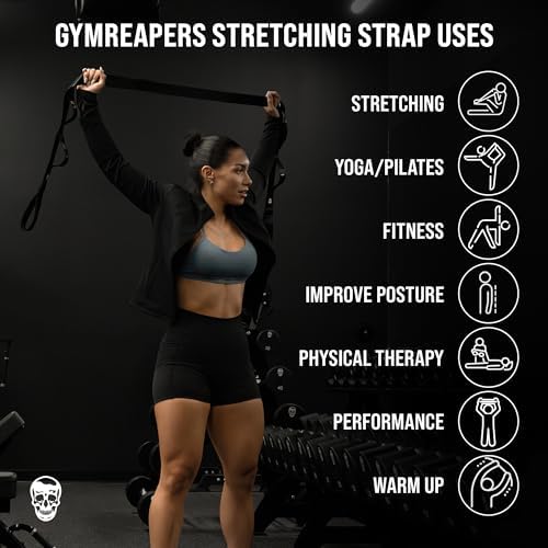 Gymreapers Stretching Strap with Loops – Yoga Straps for Stretching – Physical Therapy Equipment & Leg Exercise Stretch Band for Men & Women