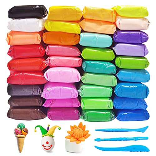 Xuyyicao 36 Colors Air Dry Clay,Magic Modeling Clay with Tools,Ultra Light DIY Modeling Clay for Kids,Children,DIY Crafts,Creative Art Crafts - color: 36-Colors