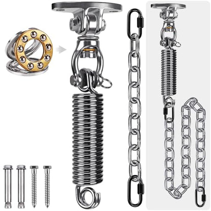 SELEWARE Hammock Chair Hanging Kit, Bearing Swing Hooks w/Spring & Chain - color: Bearing Swing Hanger With Chain & Straight Spring