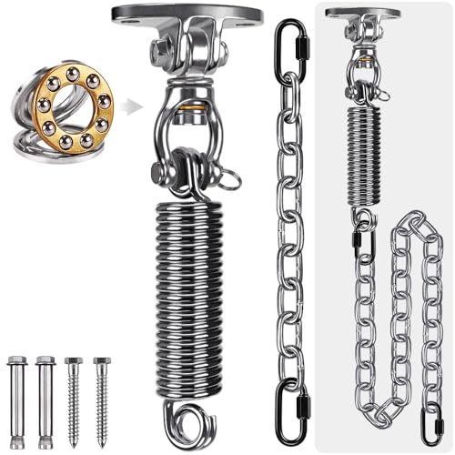SELEWARE Hammock Chair Hanging Kit, Bearing Swing Hooks w/Spring & Chain - color: Bearing Swing Hanger With Chain & Straight Spring