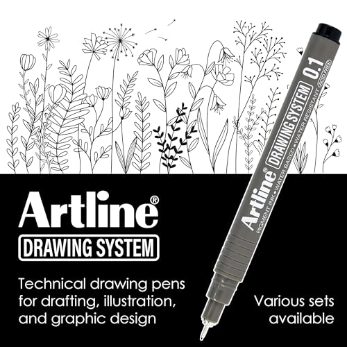 Artline 230 Drawing System Pens, Technical Drawing Pens For Drafting, Illustrating, and More, 0.1mm, 0.3mm, 0.5mm, and 0.7mm Fine Tips - Black, 4-Pack - style: 0.1, 0.3, 0.5, 0.7mm Nib Sizes | 4-Pack