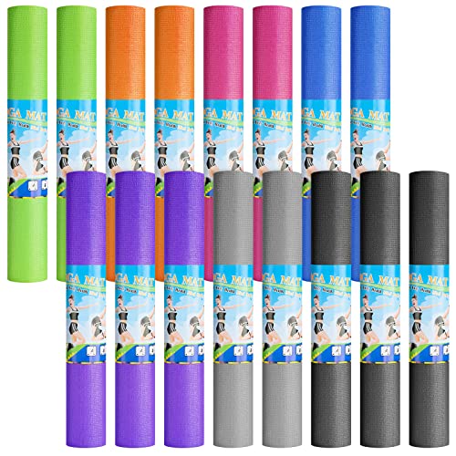 Funtery 3 mm Thin Yoga Mats Bulk, 68 x 24 in - color: Multicolored