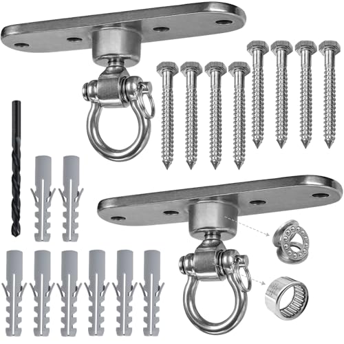 2 of Heavy Duty Stainless Swing Hanger with Smooth Swing Bearings 180°+360°, 1500 lb Capacity for Indoor Outdoor Playground Yoga Hammock Chair Sandbag Porch Swing Bag - size: size3