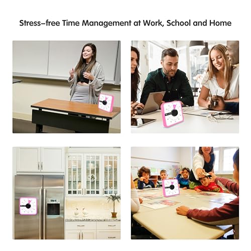 TWENTY5 SEVEN Countdown Timer 7.5 inch; 60 Minute 1 Hour Visual Timer – Classroom Teaching Tool Office Meeting, Mechanical Countdown Clock for Kids Exam Time Management Magnetic, Pink - color: Pink