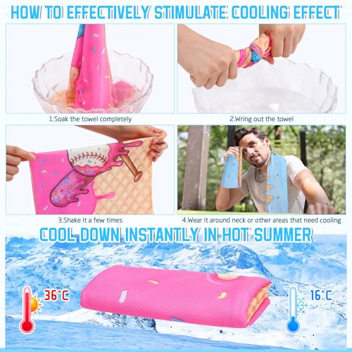 FuWeave 12 Pcs Ice Cream Drip Cooling Towels Gifts 40 x 12 Inch - color: Ice Cream Drip, size: 40 x 12 inches