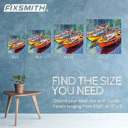 Canvas Boards for Painting 8x8 Inch, Super Value 12 Pack White Blank Canvas Panels, 100% Cotton Primed, Painting Art Supplies for Professionals, Hobby Painters, Students & Kids - size: 8"×8"