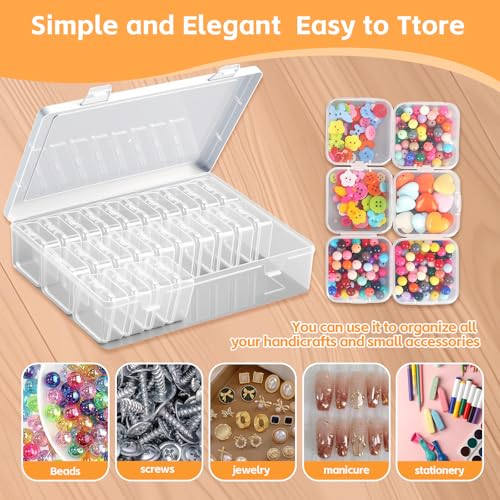 31 Clear Bead Storage Boxes with Hinged Lids | Ideal for Beads, Diamonds and Small Parts; Stackable Design for Easy Access; Snap-On Lids Keep Items Dust-Free & Organized