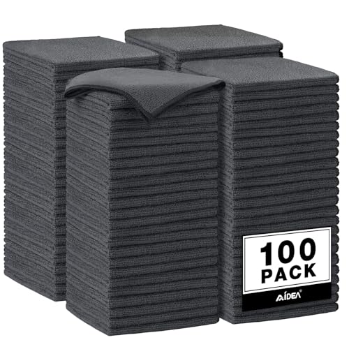 AIDEA Microfiber Cleaning Cloth Grey 100PK, Microfiber Towels 11.5"×11.5" - color: Grey