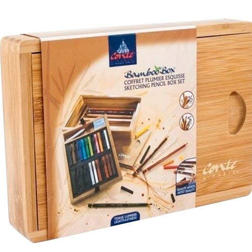 Conté à Paris Pastel Carré & Sketch Pencil Wood Box, Set of 30, Assorted